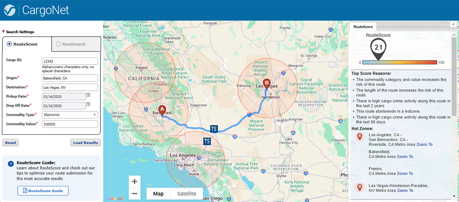 RouteScore Screenshot panel