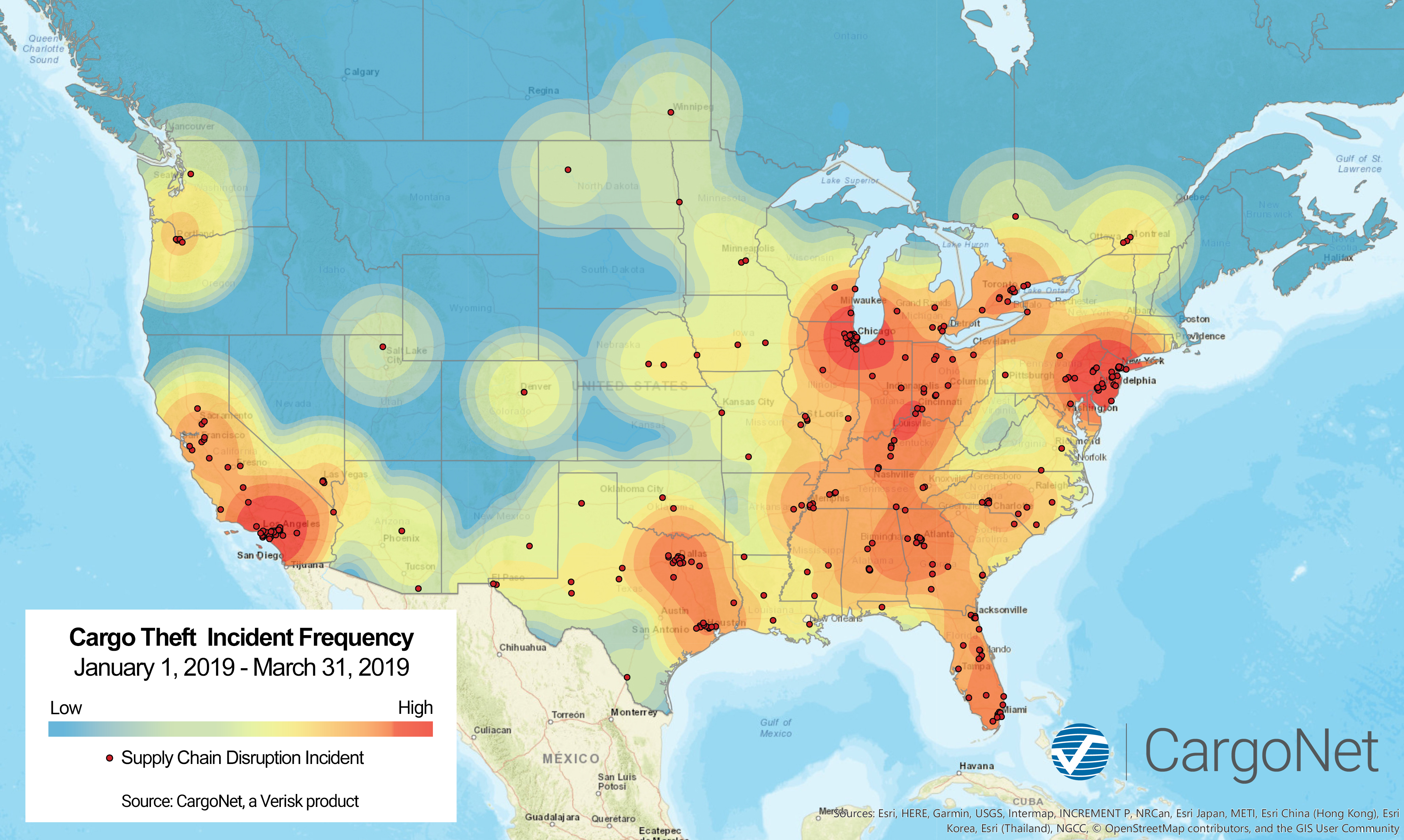Q1 2019 Cargo Theft Heat Map